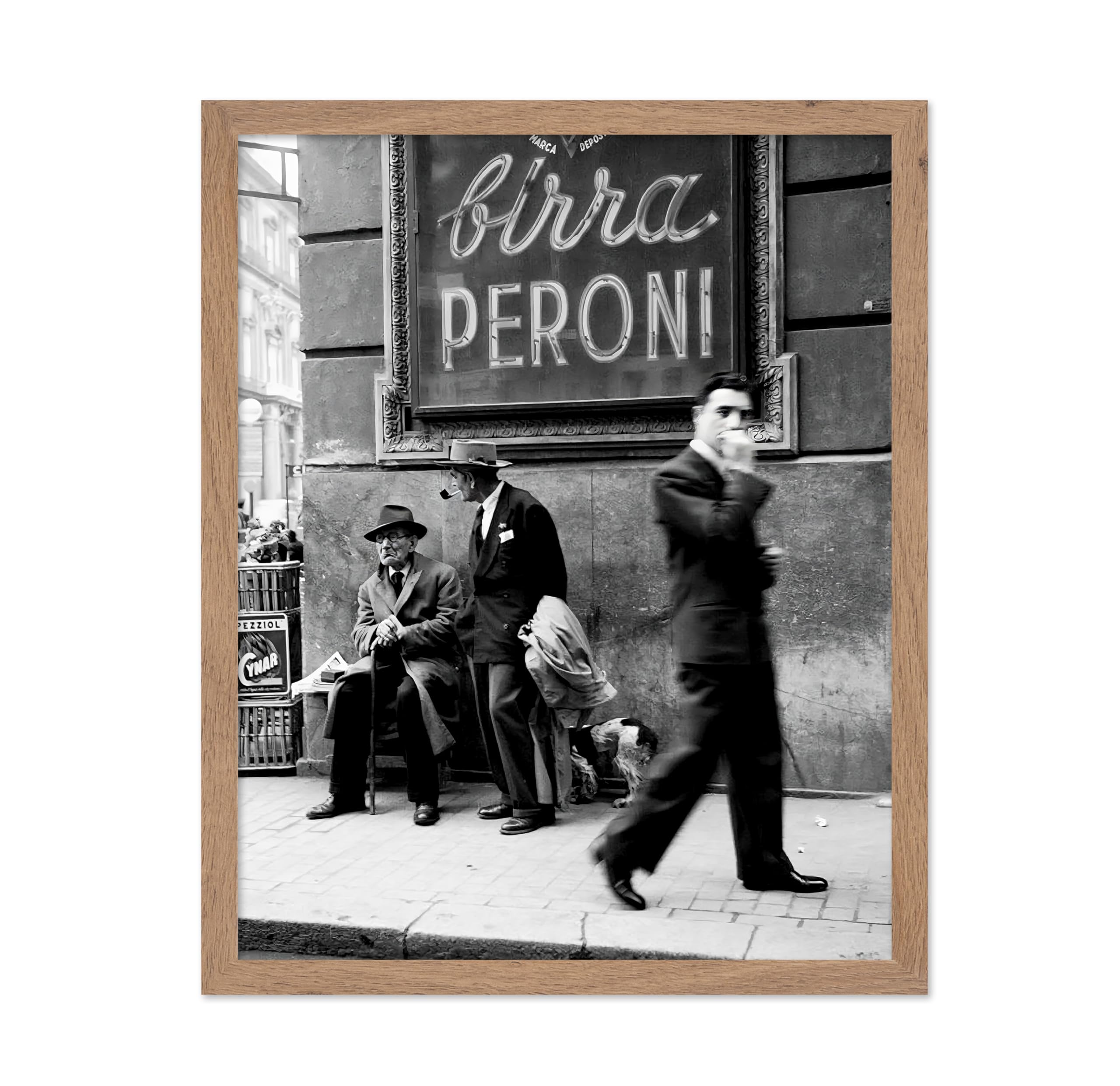 Poster Master Vintage Photograph Poster - Travel Print - Men in a Street of Napoli, Italy, Black & White, Minimalist - Gift for 