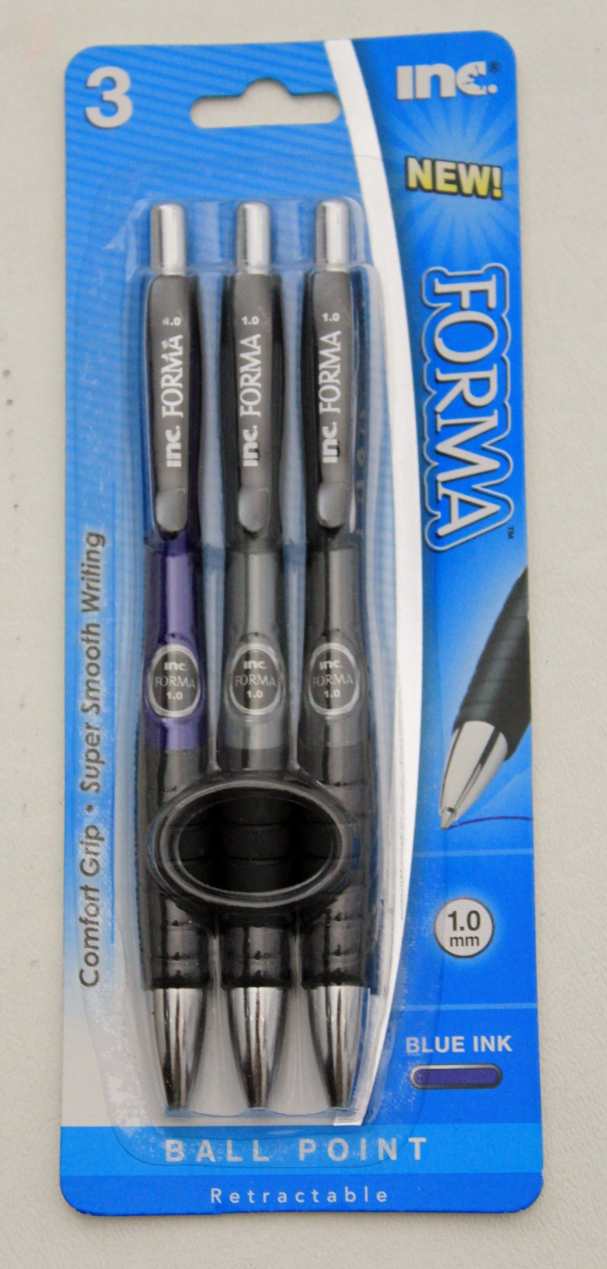 Inc. Forma Retractable Pens - 1.0Mm Blue Ink - (3 Pens Included)