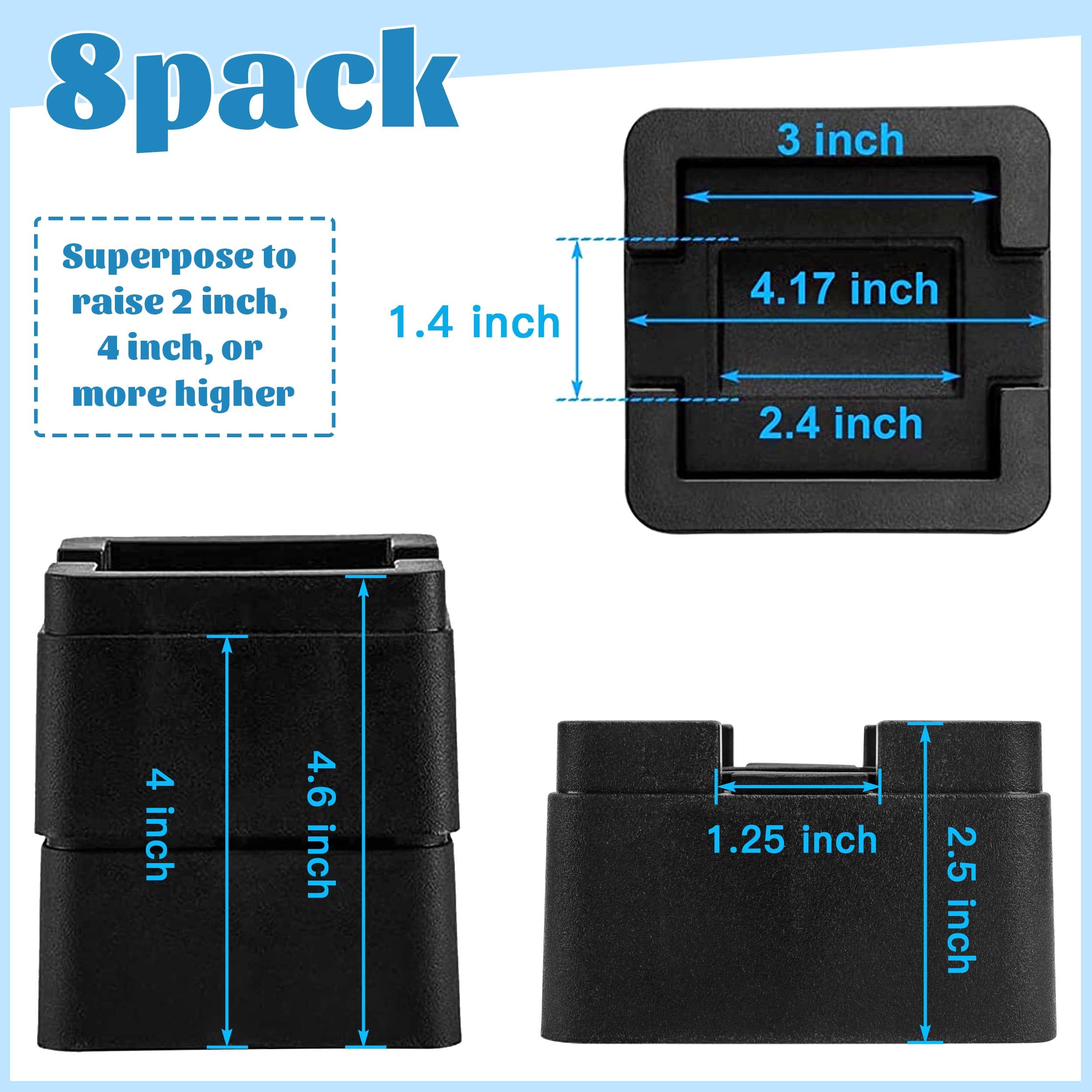 Btsd-Home 2 Inch Heavy Duty Bed Risers 4 Inch Adjustable Bed Lifts Fits To All Wheels Of Furniture, Sofa And Table, Couch Bed Fr