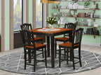 East West Furniture PBCH5-BLK-W 5 Piece Kitchen Counter Height Dining Table Set Includes a Square Dining Room Table and 4 Wooden Seat Chairs, 36x36 Inch, Black & Cherry