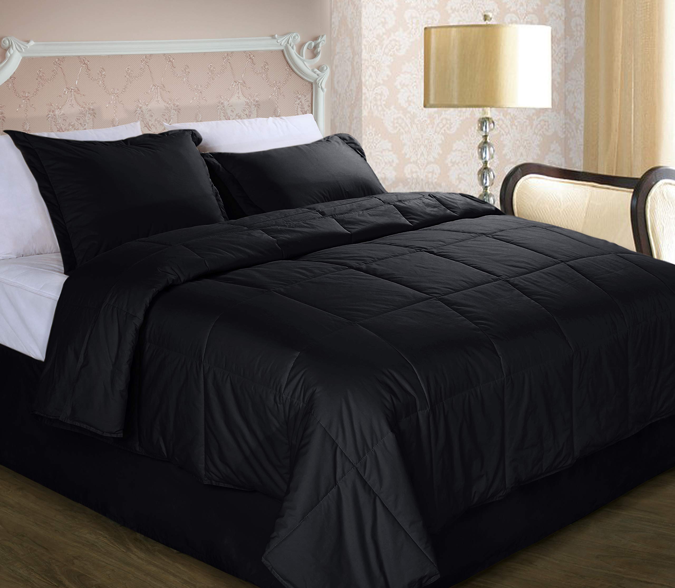 Black Twin 240 Thread Count Cottonloft Colors Cotton Comforter