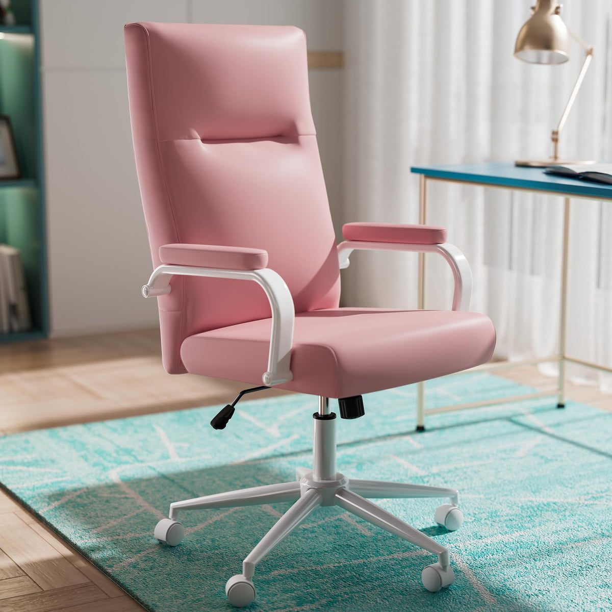 Gxj Pink Desk Chair, High Back Leather Executive Desk Chair For Girl And Women