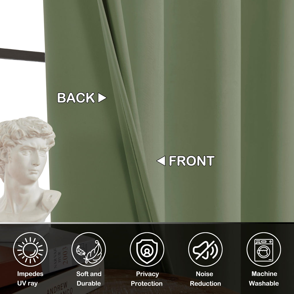 Smiletime Sage Green 96In Long Velvet Curtains With Grommet, Thermal Insulated Super Soft Privacy Noise Reducing Light Blocking