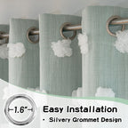 Mysky Home 90 Inches Long Aqua Curtains For Living Room Nursery Curtains For Bedroom Double Layer Curtains White Pom Pom Sheer Curtains For Dining Room Grommet Room Darkening Window Panels W52 X L90