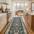 Washable Kitchen Runner Rug - 26x12 Hallway Rug Distressed Mats Non-Slip Soft Room Floor Carpet for Dining Room (Black, 26
