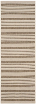 SAFAVIEH Courtyard Collection Runner Rug - 23 x 67, Brown & Bone, Stripe Design, Non-Shedding & Easy Care, Indoor/Outdoor & 