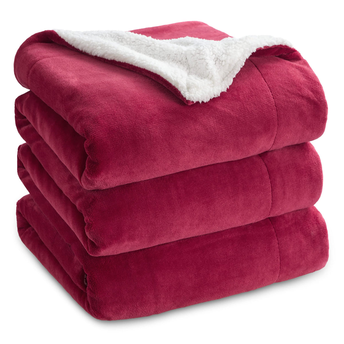 Bedsure Sherpa Fleece Queen Size Blankets For Bed - Thick And Warm Blankets For Winter, Soft And Fuzzy Blanket Queen Size, Red,