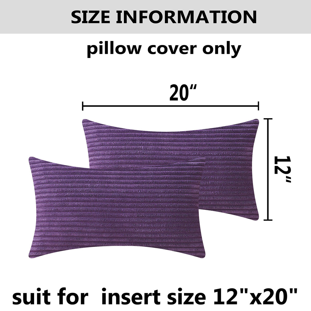 Home Brilliant Purple Throw Pillow Covers Set Of 2 Striped Velvet Corduroy Oblong Pillow Accent Lumbar Pillow Cover For Car Offi