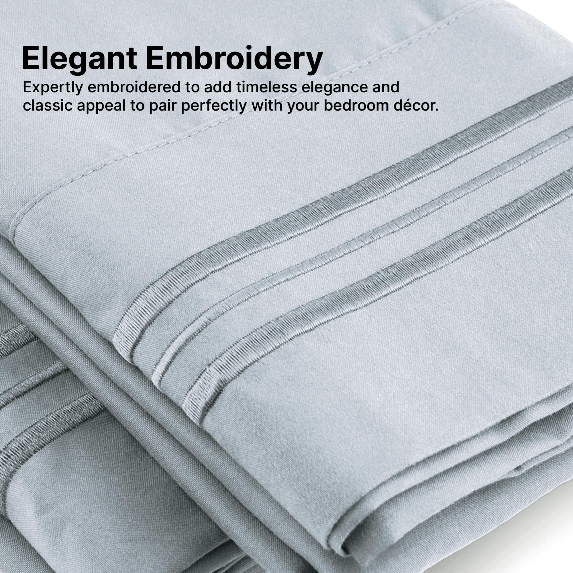 Cgk Unlimited Queen Size Microfiber Pillowcase Set Of 4 - Soft, Premium Quality, Machine Washable, Protective, Sky Blue