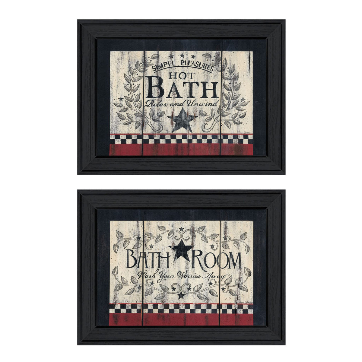 Set Of Two Hot Bath 1 Black Framed Print Wall Art