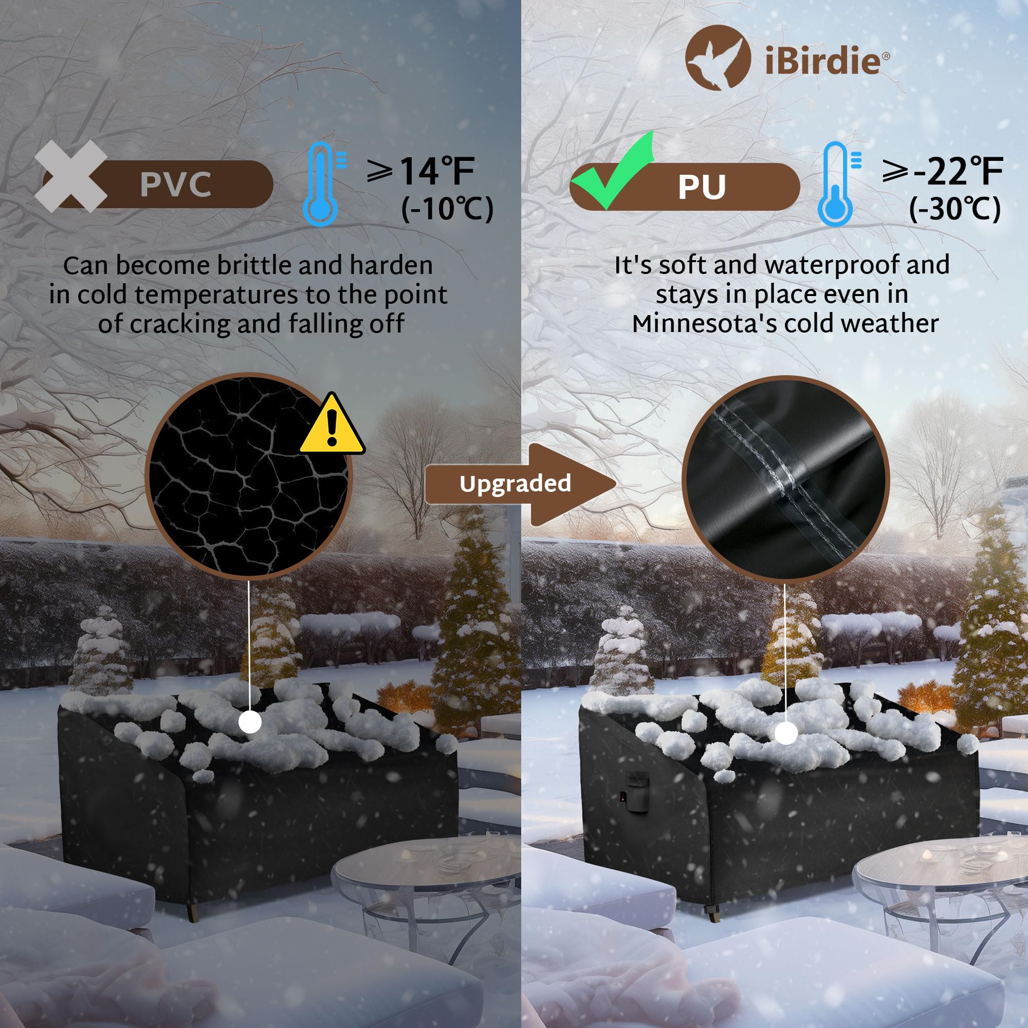 Ibirdie Patio Furniture Sofa Covers 60W X 42D X 30H 2-Seater Inch Outdoor Waterproof Couch Loveseat Bench Cover, Black