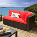 Devoko 2 Pieces Patio Furniture Sofa Sets Outdoor All-Weather Sectional Corner Sofa And Armless Sofa (Red)