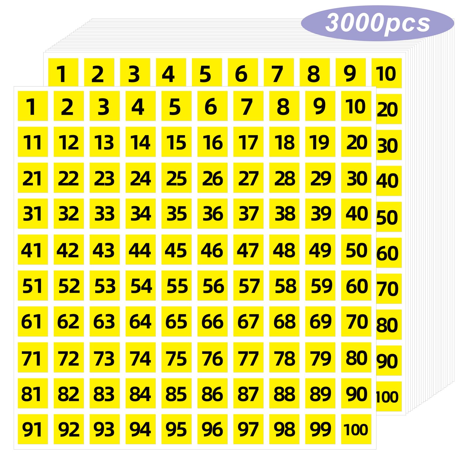 Starliboo 1 To 100 Consecutive Number Stickers, 0.4 Inch Square Small Number Stickers Labels For Inventory, Storage, Organizing,