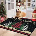 HEBE Christmas Door Mat, 32x48 Christmas Welcome Doormat, Non Slip Red Buffalo Plaid Front Door Mats for Entryway Indoor Outdoor