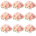 Jexine, 10 Bouquets Artificial Rose Flowers, 120 Pcs, Pink and White, Silk, DIY Bride, Home, Wedding Party Decorations