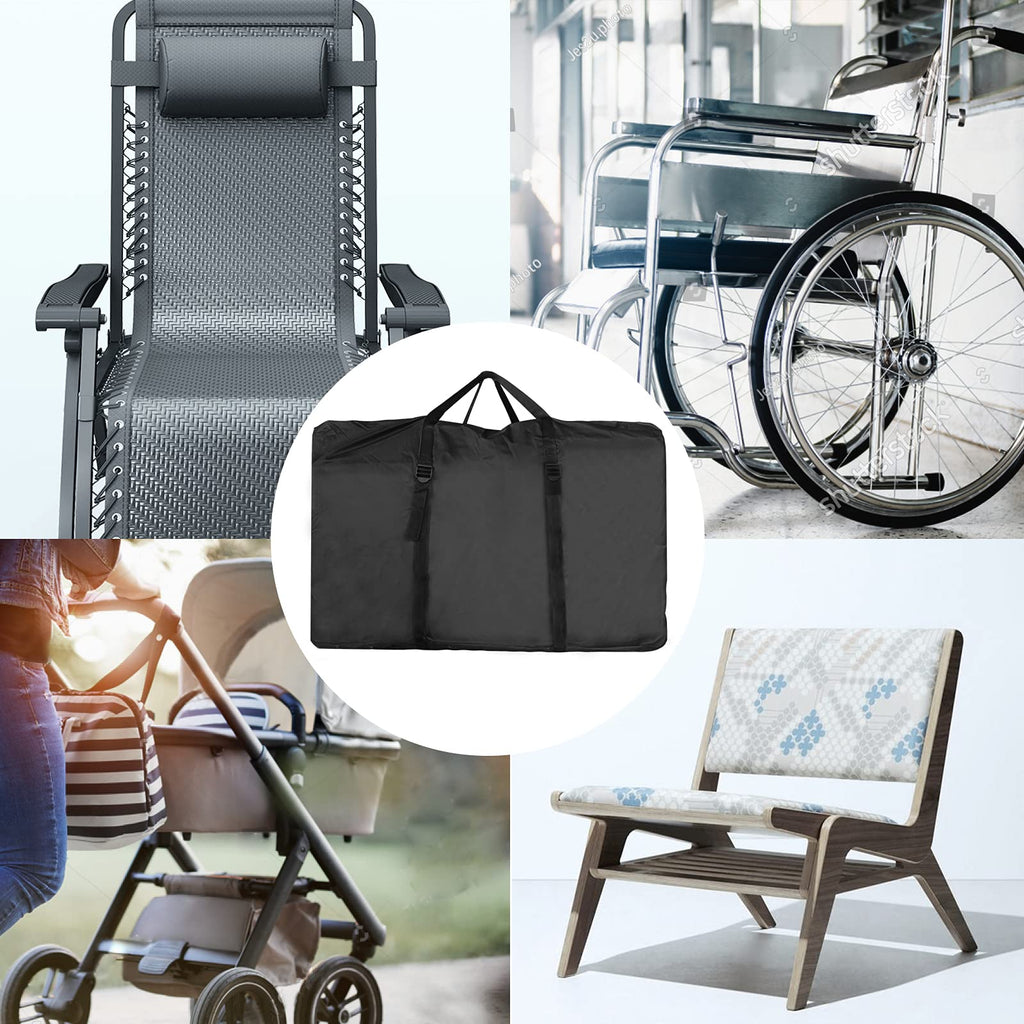 Uranshin Extra Large Heavy Duty Black Chair Storage Bag for Zero Gravity & Folding Lounge Chairs - 600D with Zippers (43 L x 11 W x 29 H)