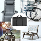 Uranshin Extra Large Heavy Duty Black Chair Storage Bag for Zero Gravity & Folding Lounge Chairs - 600D with Zippers (43 L x 11 W x 29 H)