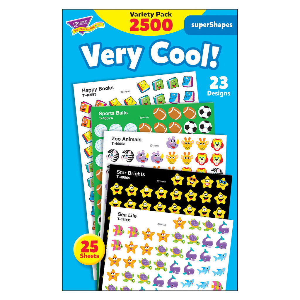 Trend Enterprises, Inc. Very Cool! Supershapes Stickers Variety Pack, 2500 Ct