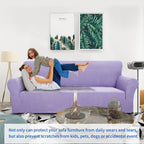 Znsayotx 1 Piece Jacquard Couch Covers For 3 Cushion Couch High Stretch Sofa Cover For Pets Dogs Anti Slip Extra Large Sofa Slipcovers Furniture Protector (X-Large,Light Purple)