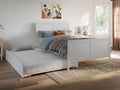 AFI Portland Full Size Platform Bed with Matching Footboard & Full Trundle in White