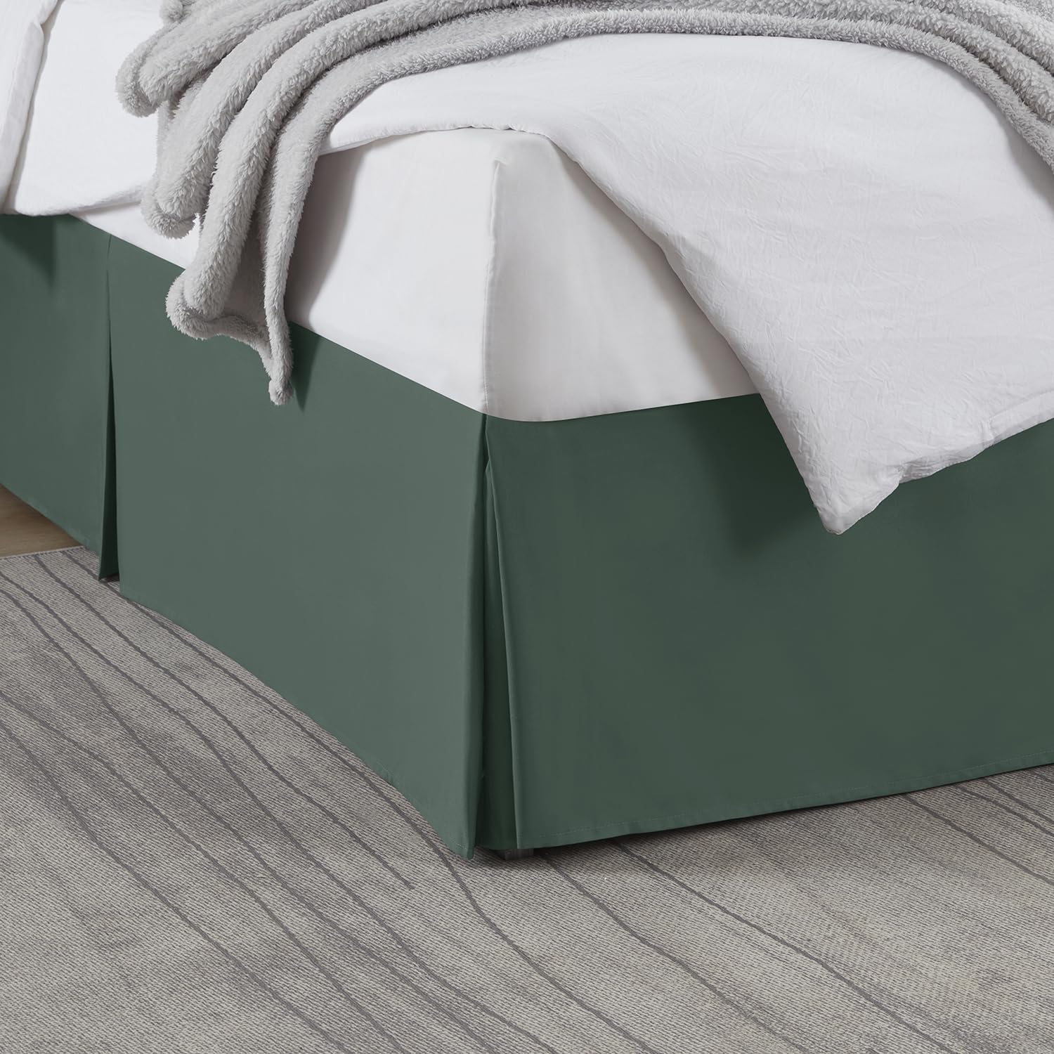 Nestl Forest Green Twin Bed Skirt - Twin Size Bed Skirt 14 Inch Drop - Brushed Microfiber Bed Skirts - Hotel Quality Pleated Bed Skirt - Shrinkage & Fade Resistant