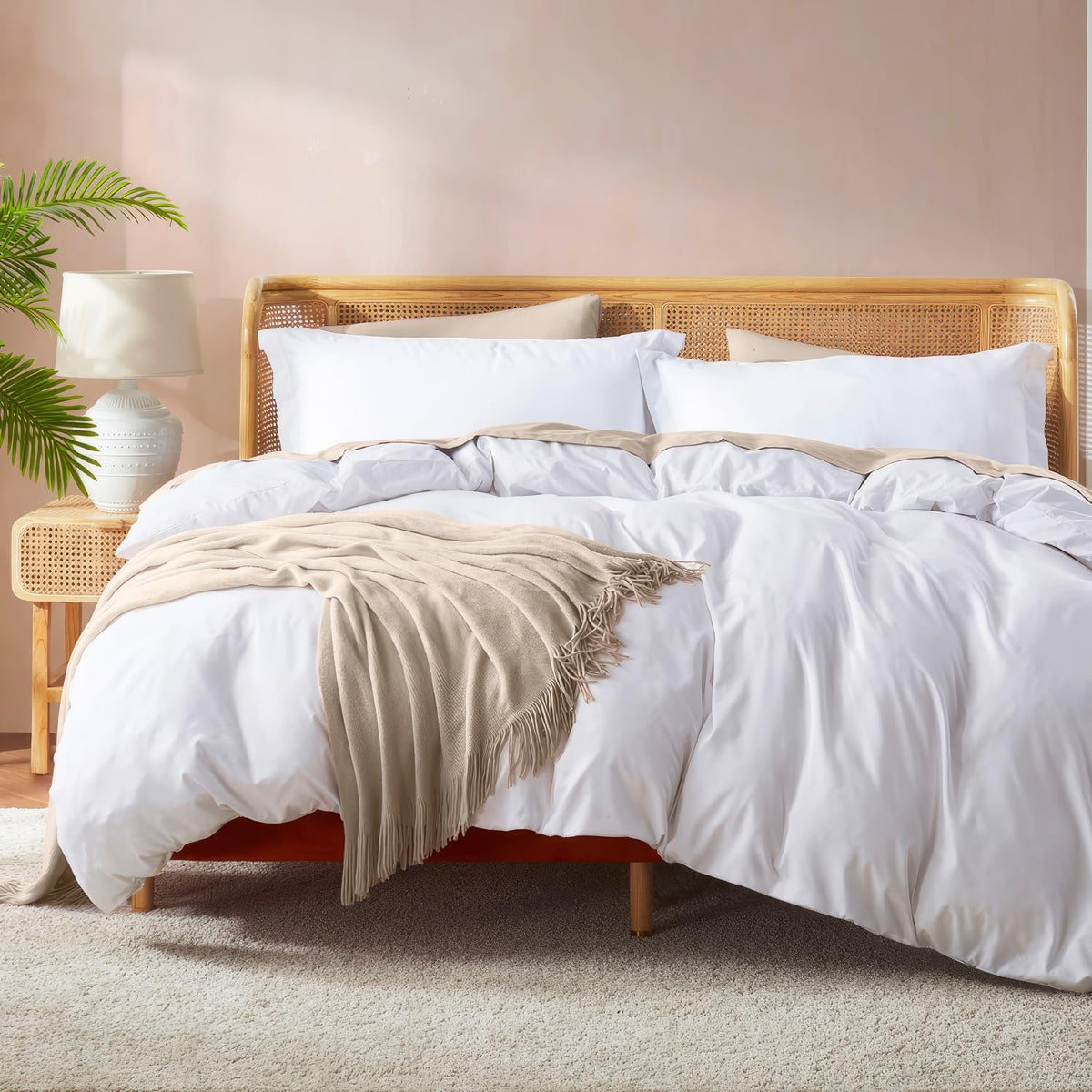 Nestl White Duvet Cover King Size - Soft Double Brushed King Duvet Cover Set, 3 Piece, With Button Closure, 1 Duvet Cover 104X90