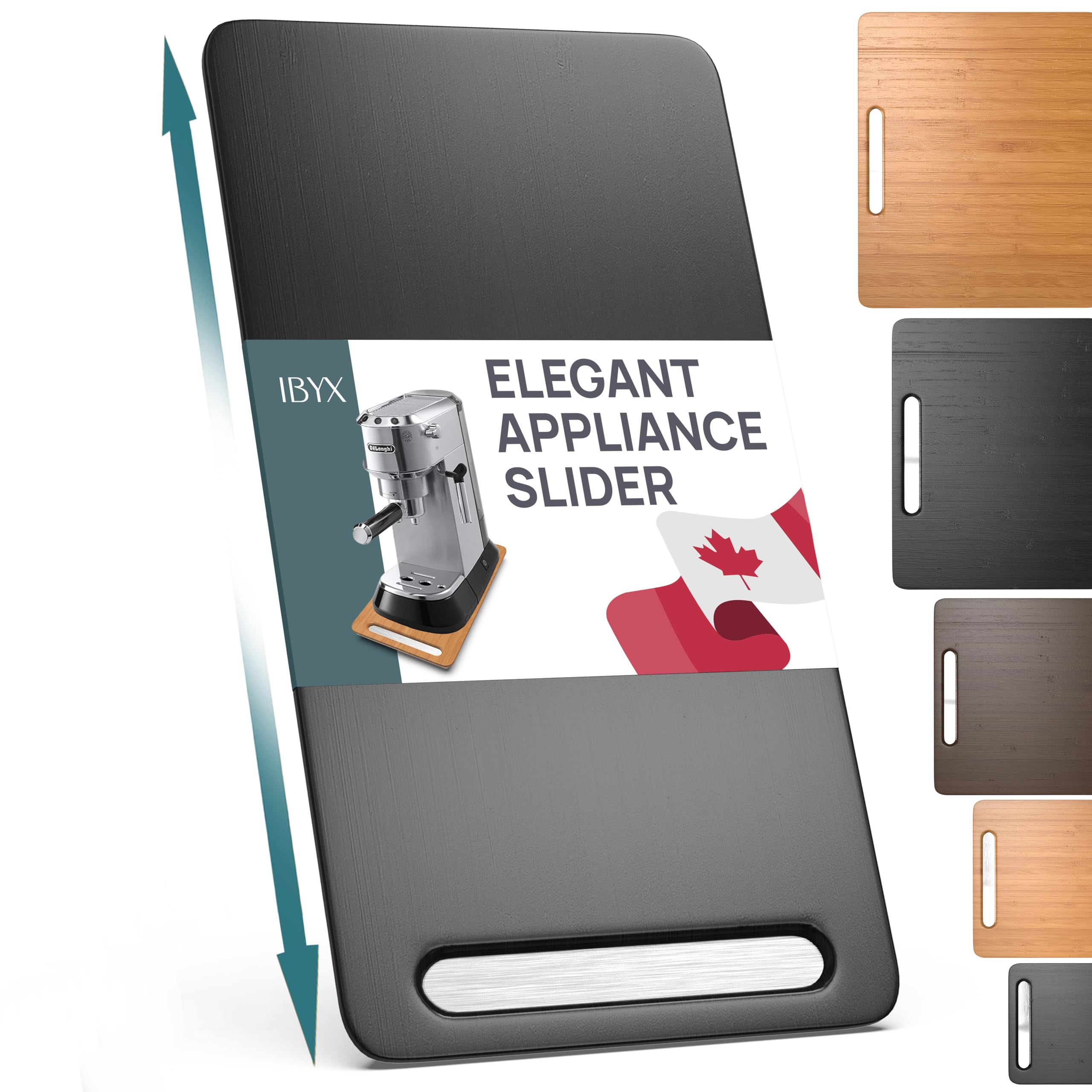 Ibyx Elegant Sliding Tray for Your Coffee Maker & Heavy Kitchen Appliances - Sturdy, Slides Easily from Under The Cabinet (Black