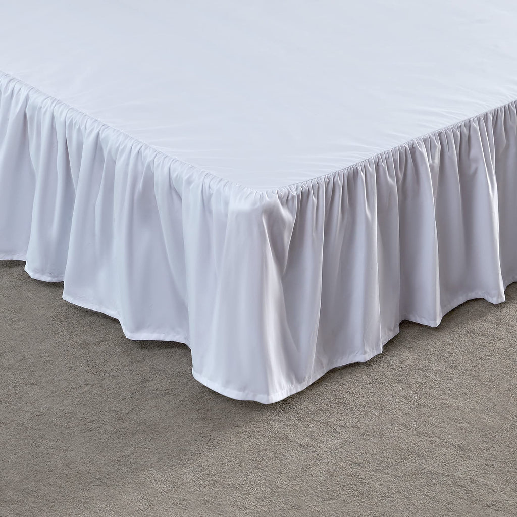 SLEEP ZONE Ruffled Bed Skirts King Size, Anti-Static Bedskirt Dust Ruffles with 15 inches Tailored Drop, Easy Fit, Fade Resistan