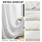Meetbily Semi Sheer White Linen Curtains 96 Inches Long For Living Room 2 Panels Set Back Tab Light Filtering Modern Farmhouse B