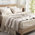 Andency Oatmeal King Size Sheets Set, 100% Viscose Derived From Bamboo, Cooling King Sheets, Deep Pocket Up To 16', Silky Soft Bed Sheets, Hotel Luxury Breathable Bedding Sheets & Pillowcases