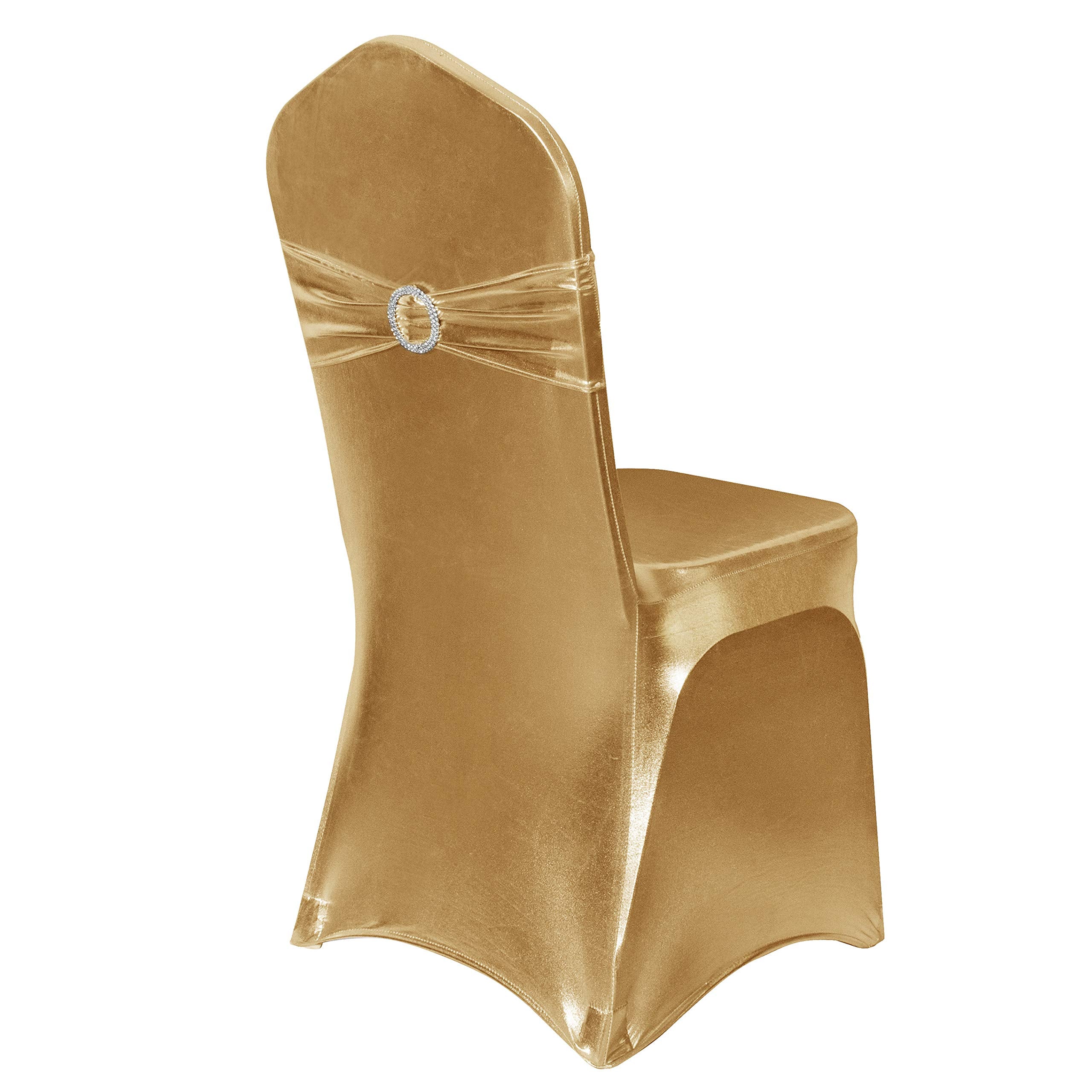 Obstal 50 Pcs Spandex Stretch Chair Sashes Bows For Wedding Reception- Universal Elastic Chair Cover Bands With Buckle Slider For Banquet, Party, Hotel Event Decorations Sashes