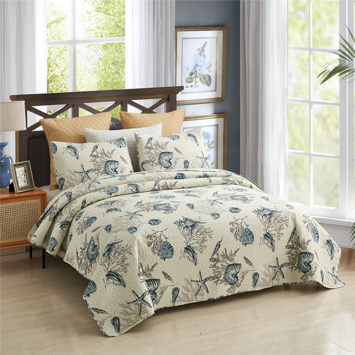 Jml Quilt Set King With Pillowcase - Soft Brushed Microfiber, Lightweight All-Season Printed Bedding Bedspread (Color 39, King 9