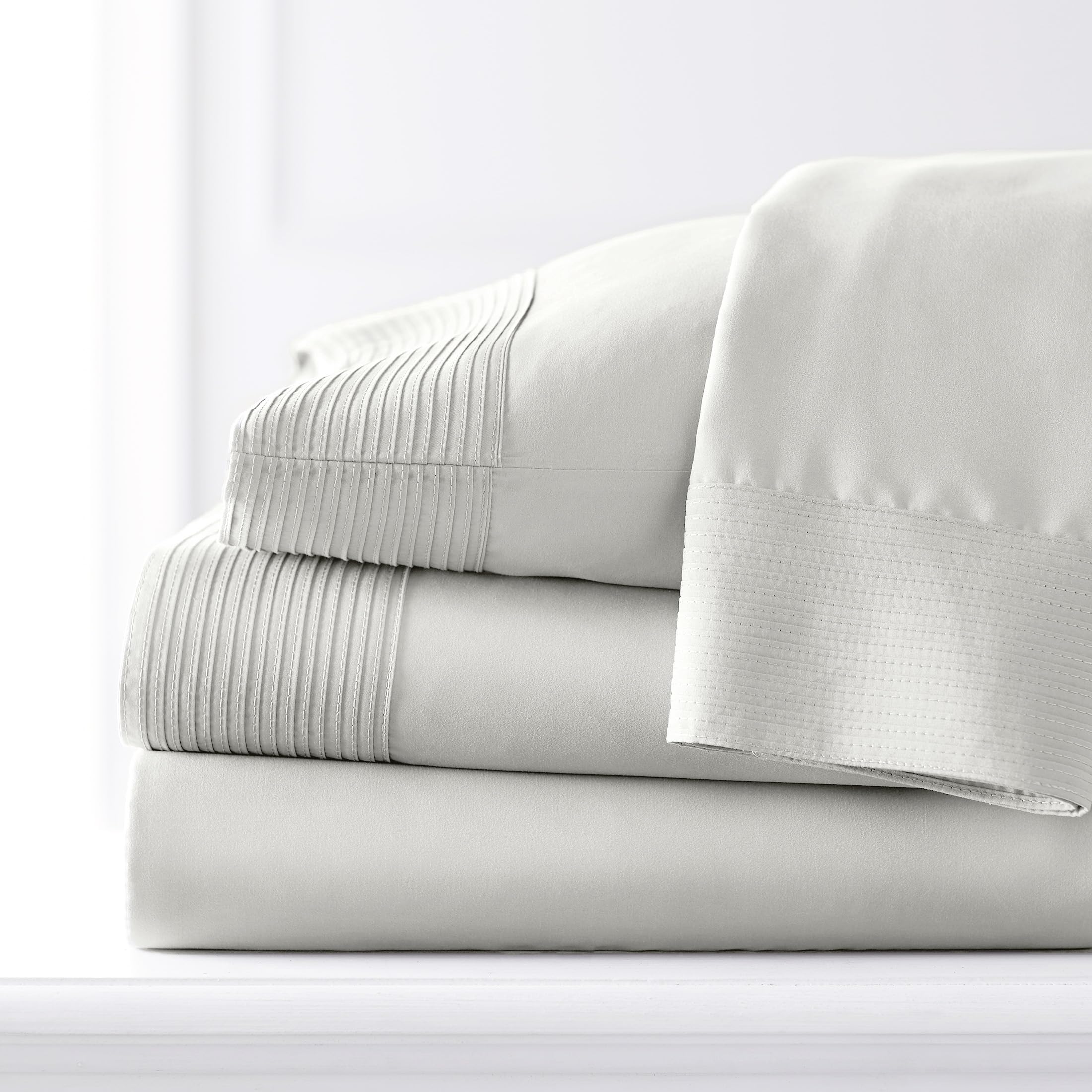 Southshore Fine Living, Inc. Full Size Bed Sheets Set, Pleated 4-Piece, 21'' Extra Deep Pocket Sheets, Full Size | Flat Sheet, F