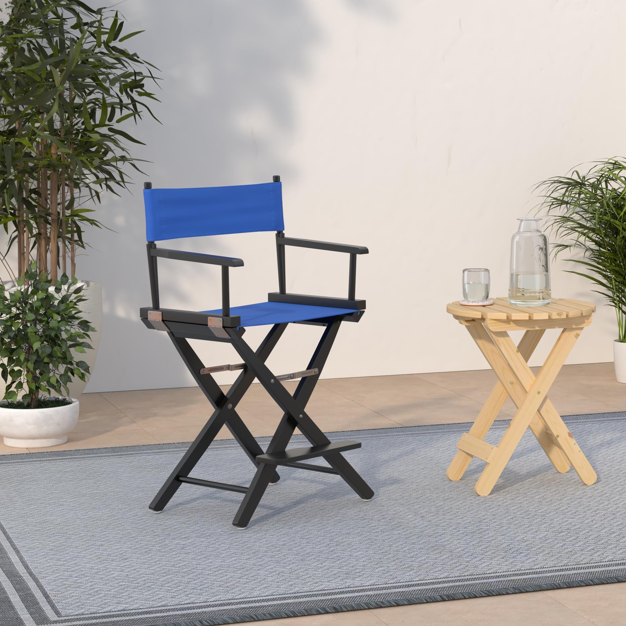 Casual Home 24" Director's Chair Black Frame-with Royal Blue Canvas, Counter Height