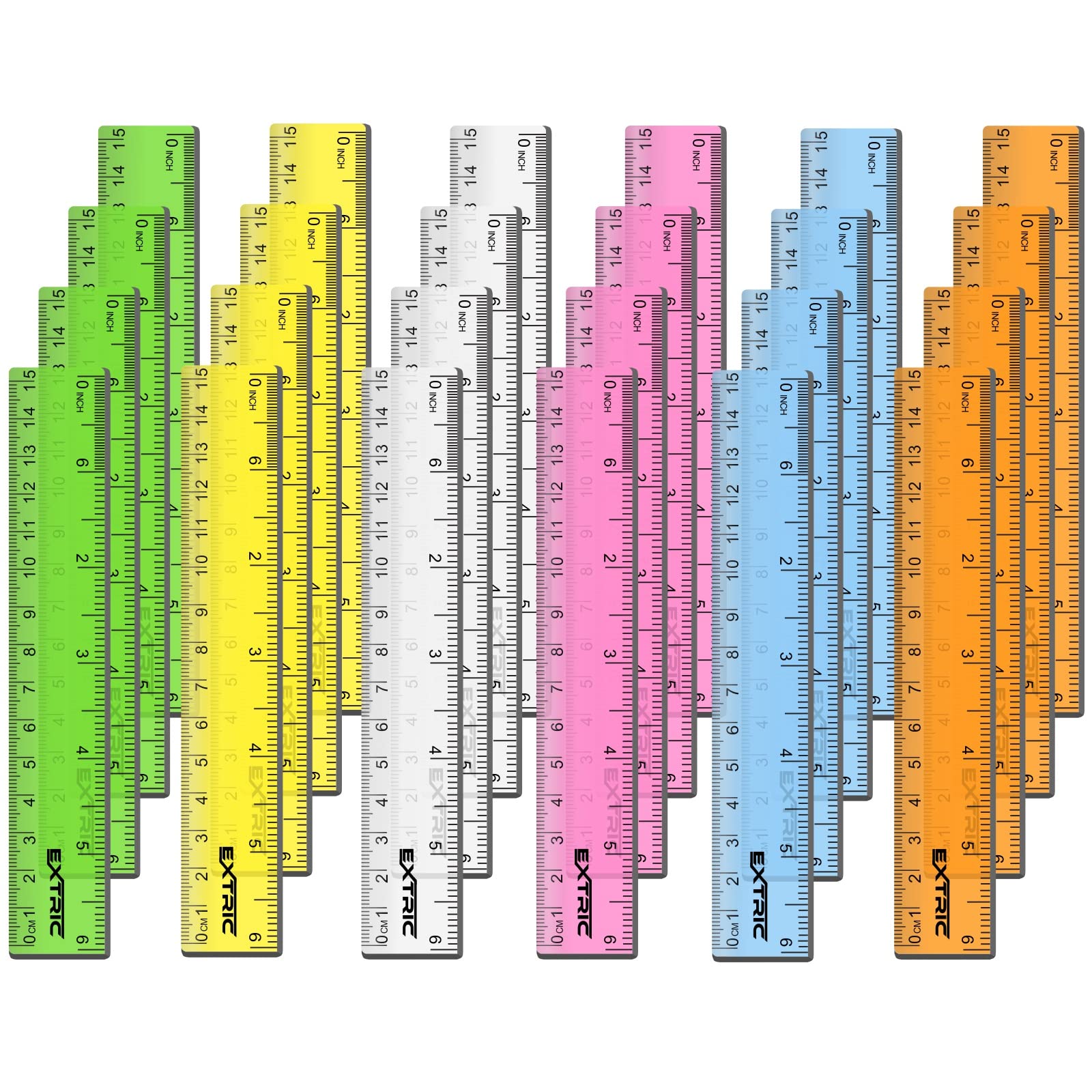 Rulers 6 Inch Bulk Classrom, 24 Count Rulers For Kids Assorted Colors, Clear Ruler Metric And Inches, Shatterproof Mini Ruler Fo