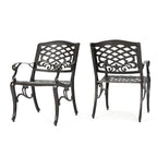 Christopher Knight Home Sarasota Outdoor Cast Aluminum Outdoor Chairs, 2-Pcs Set, Hammered Bronze