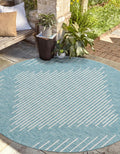 Unique Loom Outdoor Modern Collection Area Rug - Tambor (6' 1' Round, Light Aqua/ Ivory)