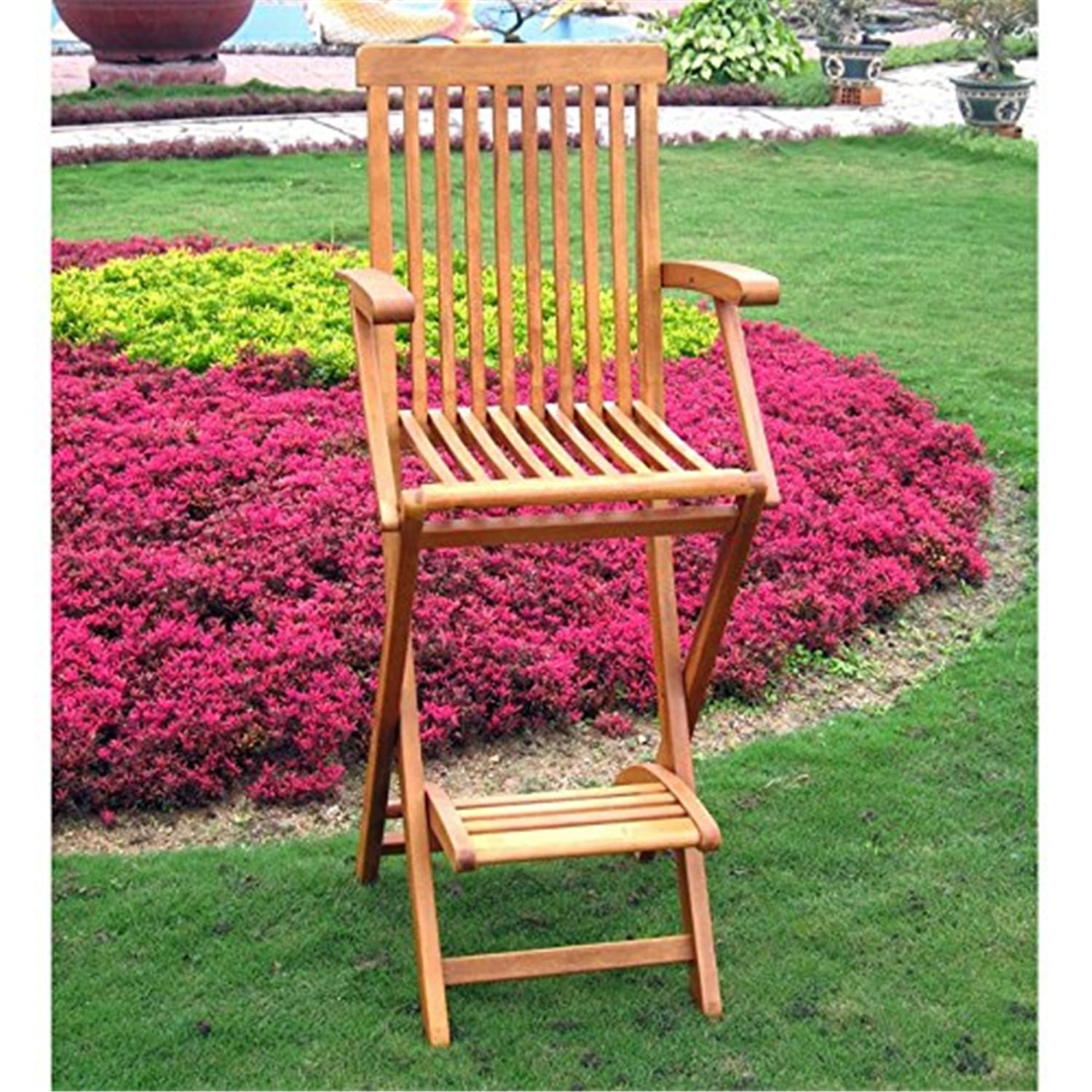 International Caravan Furniture Piece Set of Two Royal Tahiti Outdoor Folding Bar Chair