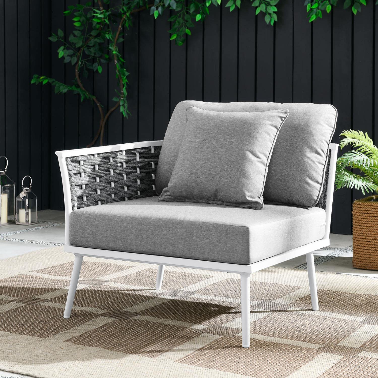 Modway Stance Modern Fabric & Aluminum Outdoor Left-Facing Armchair In Gray