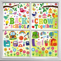Back to School Window Clings - 9 Sheets 139 Pcs Back to School Crow Together Window Decal Stickers for Glass Windows School Clas