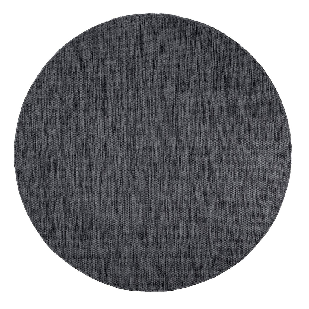Solid Outdoor Rug For Patio Or Balcony Weatherproof In Mottled Anthracite, Size: 6'7' Square