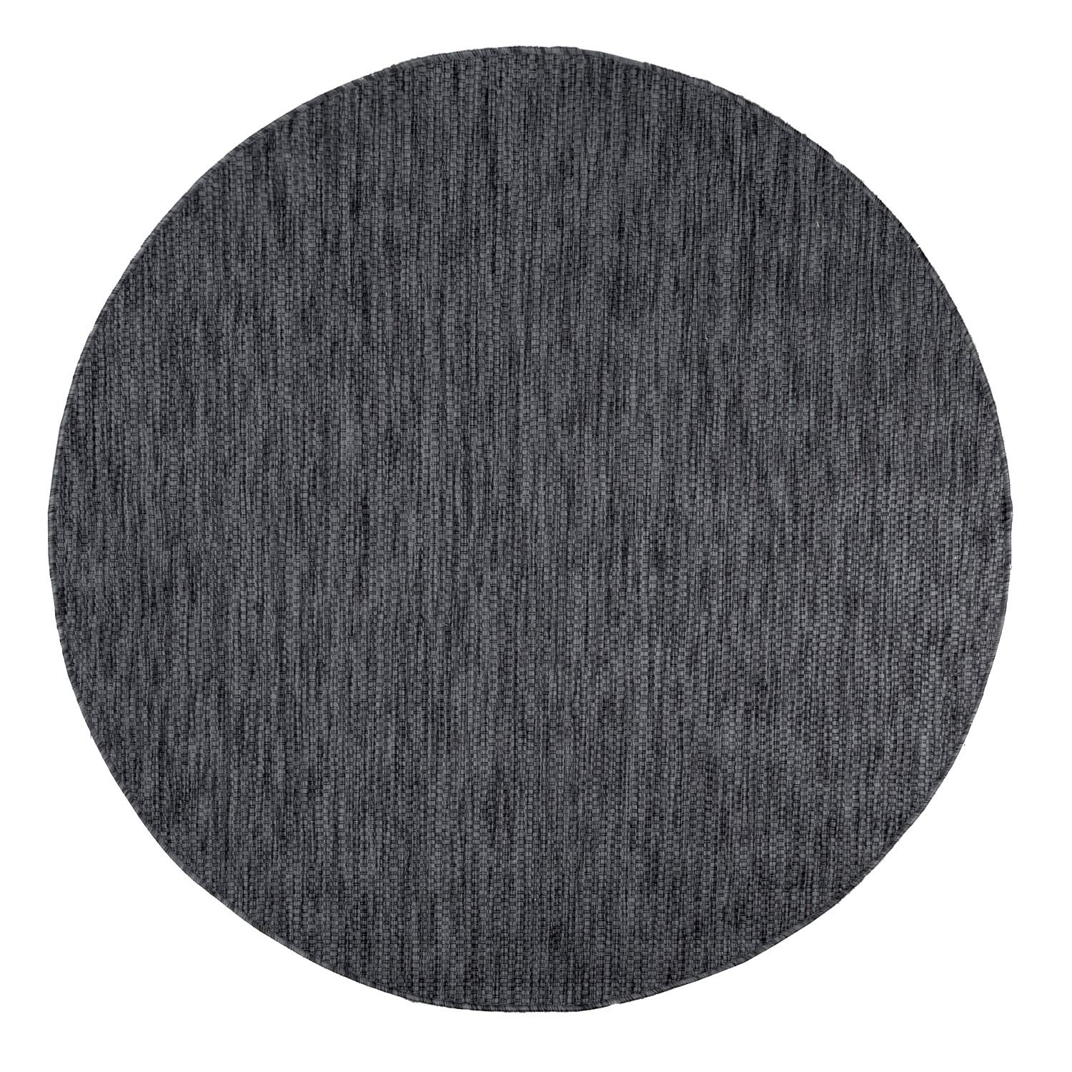 Solid Outdoor Rug For Patio Or Balcony Weatherproof In Mottled Anthracite, Size: 6'7' Square