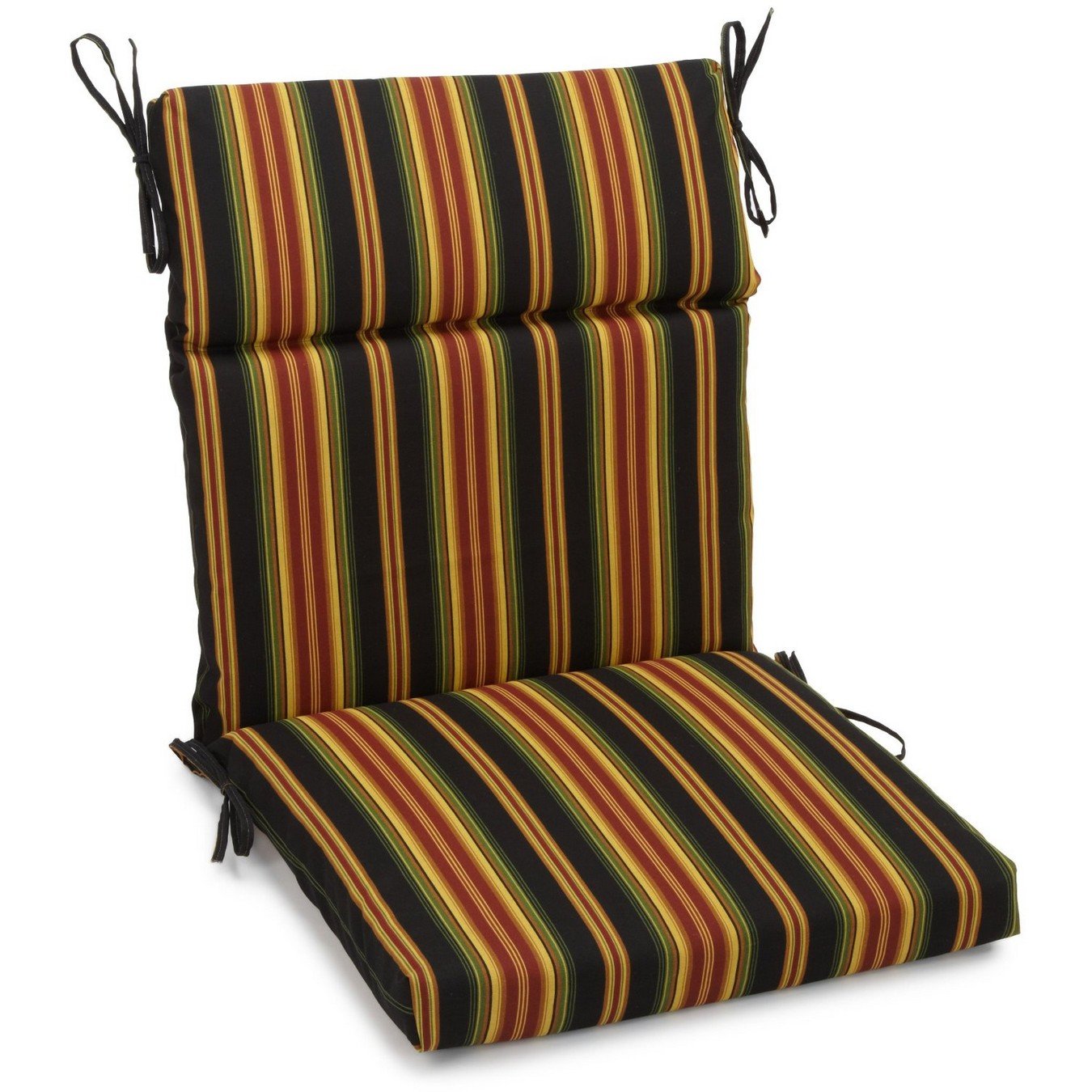 Blazing Needles Spun Polyester Patterned Outdoor Squared Seat/Back Chair Cushion, 20 x 42, Lyndhurst Raven