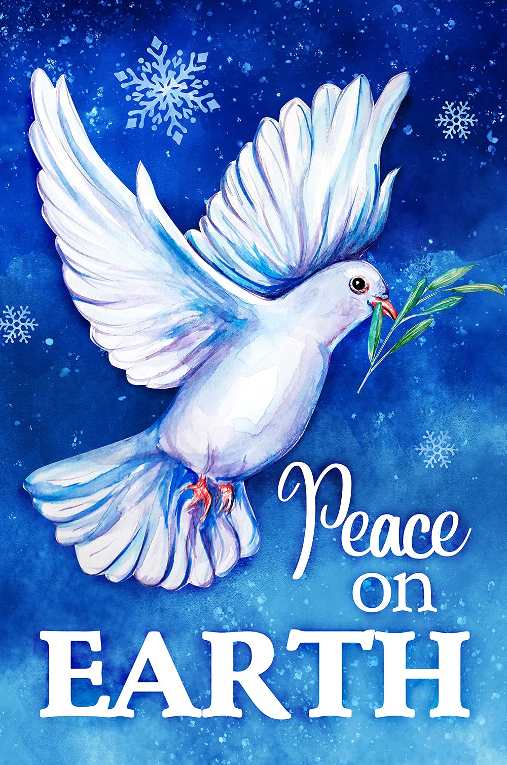 Texupday Peace On Earth Pigeon Snowflakes Decor Winter Garden Flag Outdoor Yard Flag 12' X 18'
