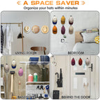 Qteeyou Adhesive Hat Hooks - 12PCS Black Hat Rack, No Drilling, Strong Hold, Minimalist Design, Wall Organizer for Caps