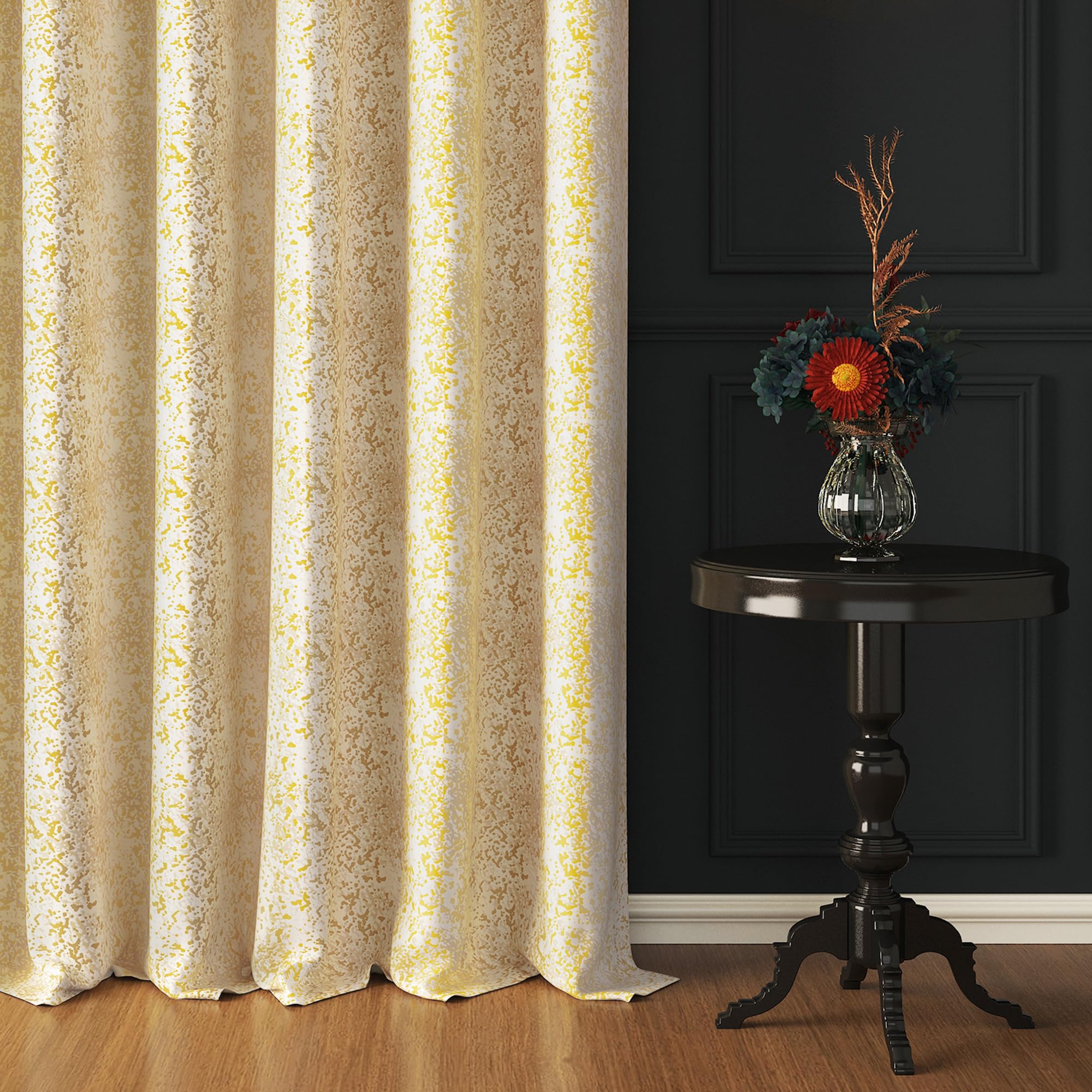 Story@Home Blackout Curtains 8 Feet Long Set Of 1 | Splatter Print | 70% Room Darkening Curtain | Semi Long Door Curtains For Li