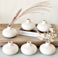 Carrots Den - Set of 6 Nordic Minimalist White Ceramic Donut Bud Vases for Decor | Modern Boho Vases for Dry Flowers + House Pl