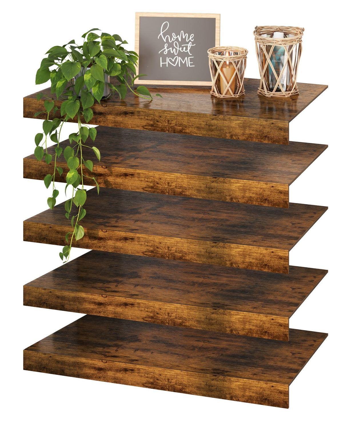 Makentra Wire Shelf Cover  Engineered Wood Wire Rack Covers for Shelves, Rustic Farmhouse Style for Pantry, Closet (5, 24 W 