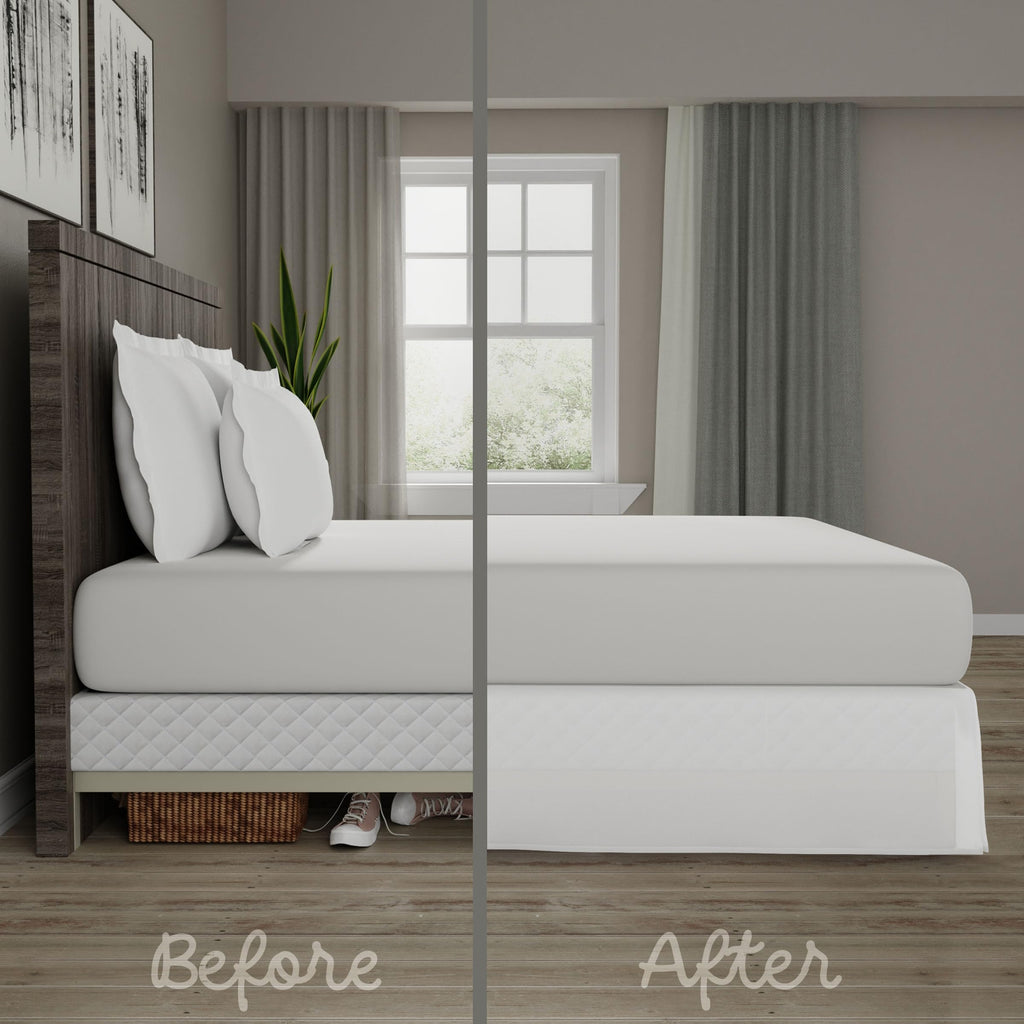 Today? Home - Toh25014Whit05 Microfiber Classic Tailored Styling Bed Skirt Dust Ruffle, California King, White