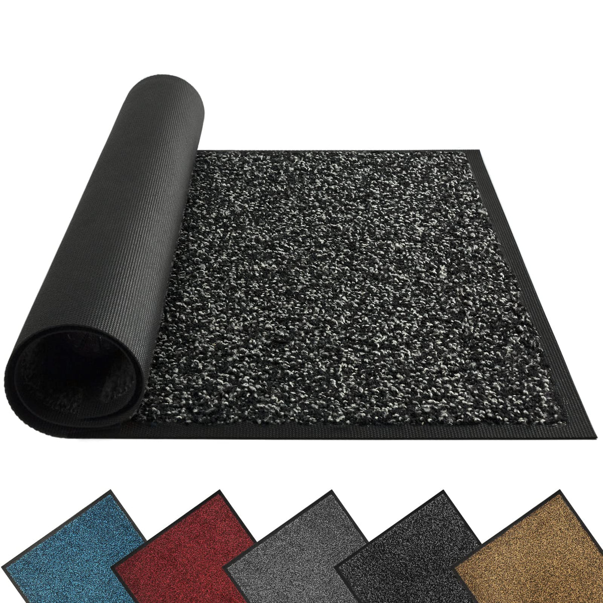 Mibao Dirt Trapper Door Mat For Indoor&Outdoor, 24' X 36', Anthracite Black, Washable Barrier Door Mat, Heavy Duty Non-Slip En